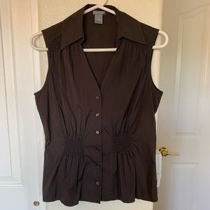 Ann Taylor Brown Sleeveless Button Up Blouse Women's Size 4